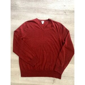 Club Monaco‎ Mens 100% Wool Italian Yarn V-Neck Sweater Burgundy Red Large